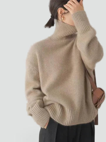 Women's Oversized Ribbed Turtleneck Sweater