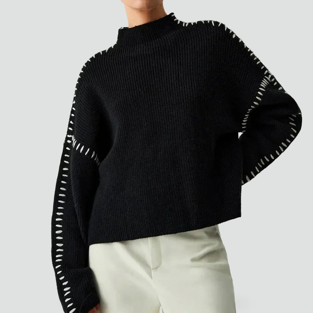 Women's Oversized Knit Mock Neck Sweater
