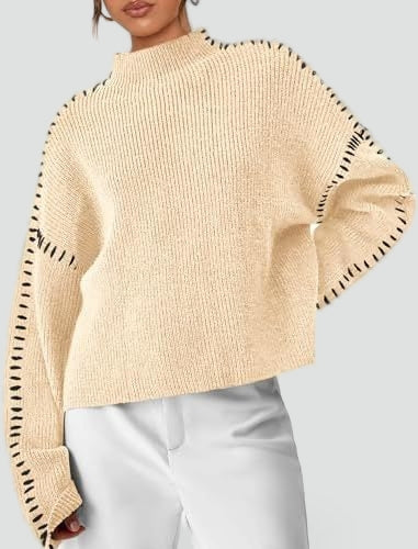 Women's Oversized Knit Mock Neck Sweater
