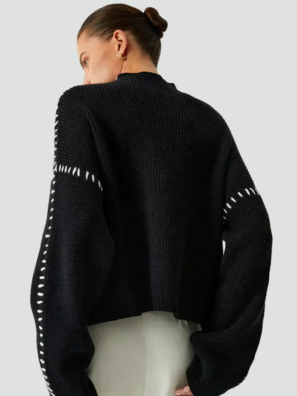 Women's Oversized Knit Mock Neck Sweater