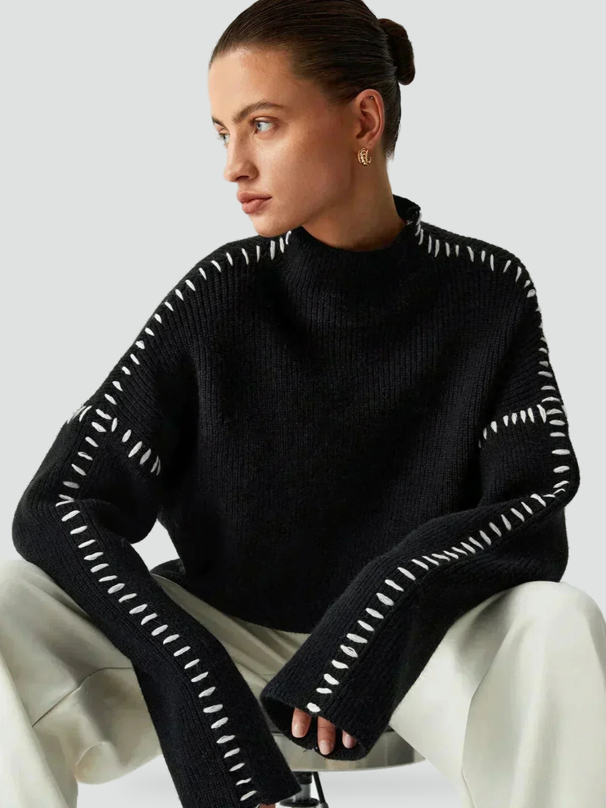 Women's Oversized Knit Mock Neck Sweater