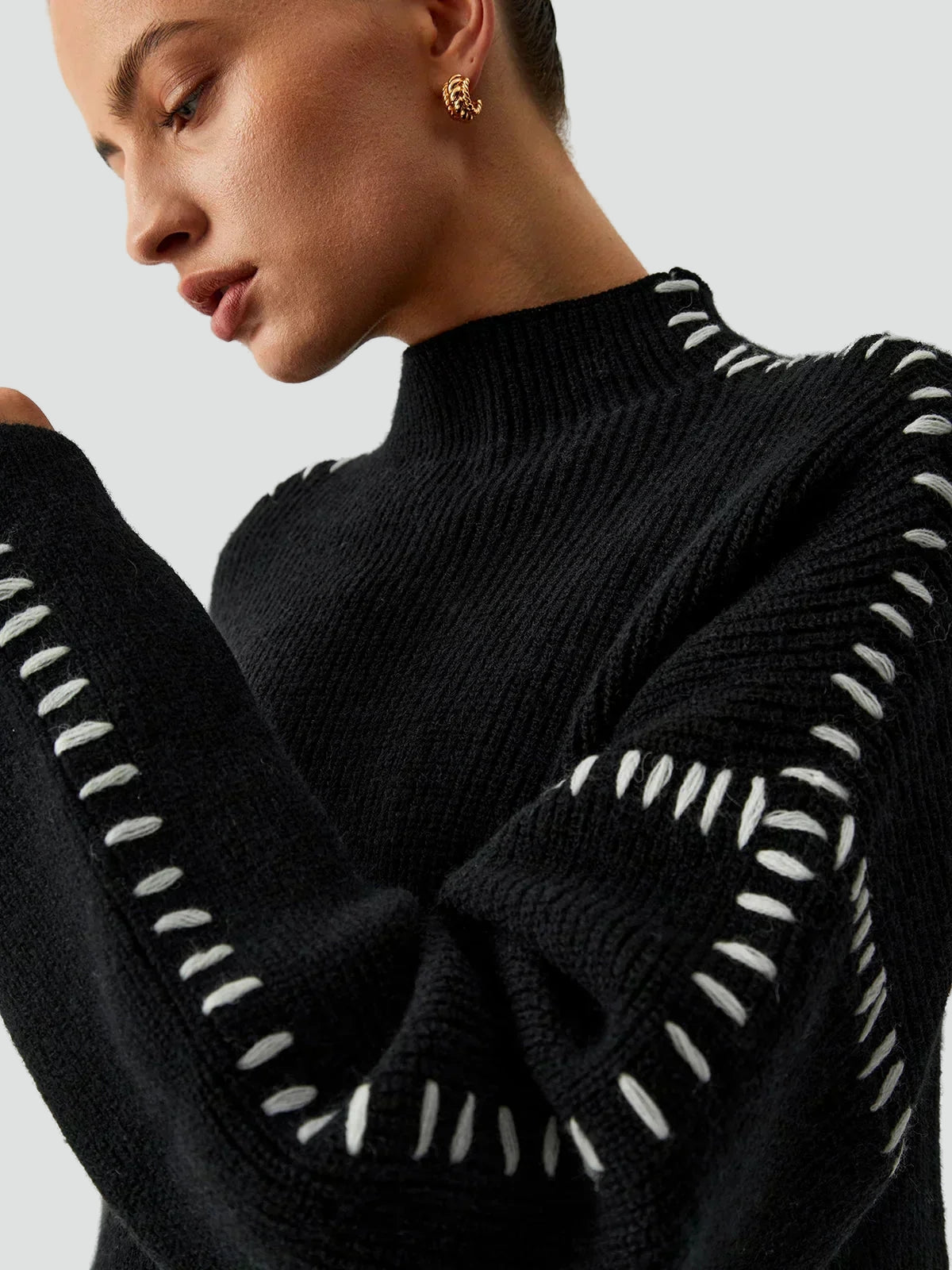 Women's Oversized Knit Mock Neck Sweater