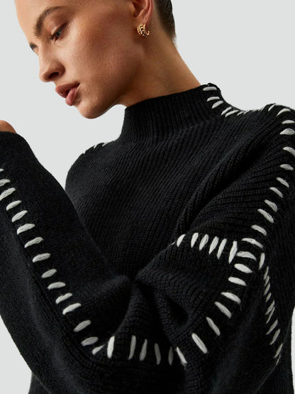Women's Oversized Knit Mock Neck Sweater
