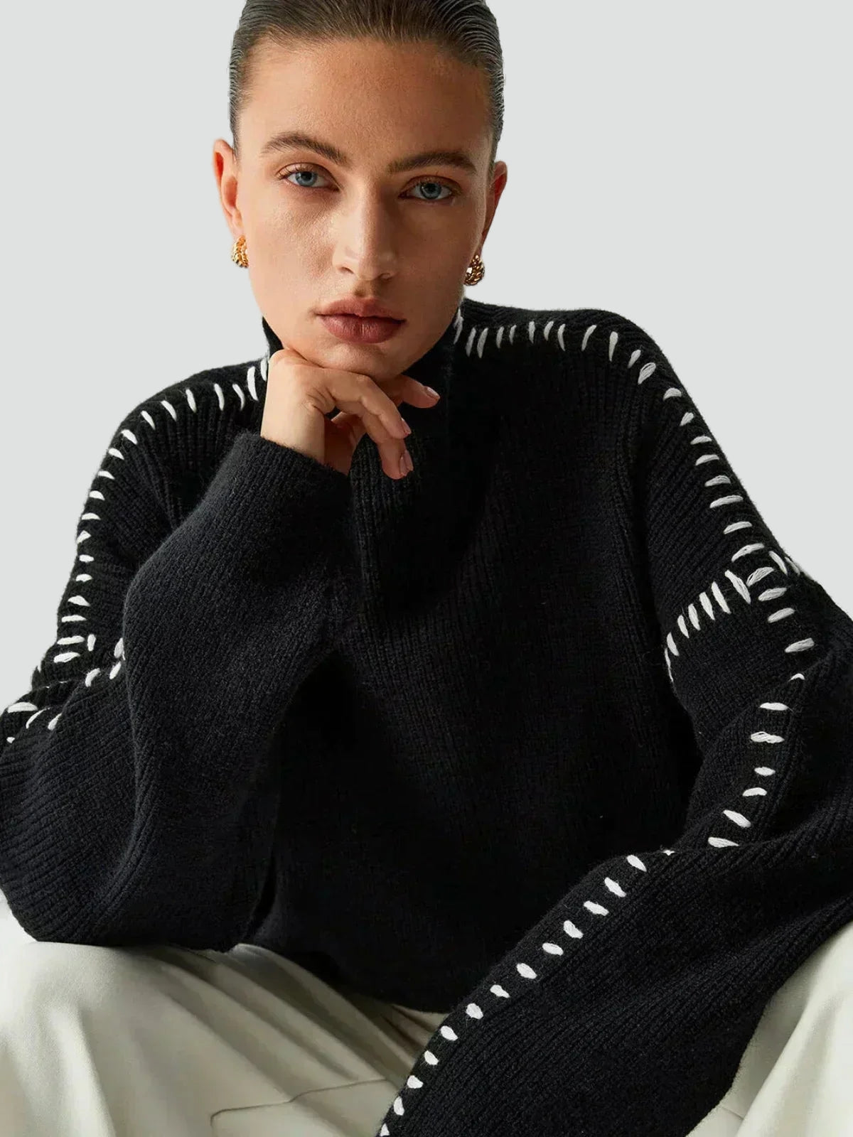 Women's Oversized Knit Mock Neck Sweater