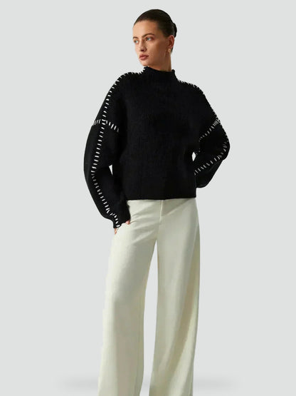 Women's Oversized Knit Mock Neck Sweater