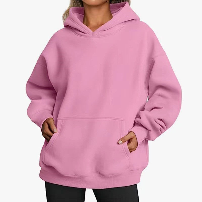 Comfortable Oversized Sweater for Women with Hood Long Sleeve Kangaroo Pocket Relaxed Style
