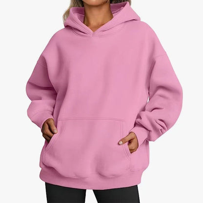 Comfortable Oversized Sweater for Women with Hood Long Sleeve Kangaroo Pocket Relaxed Style