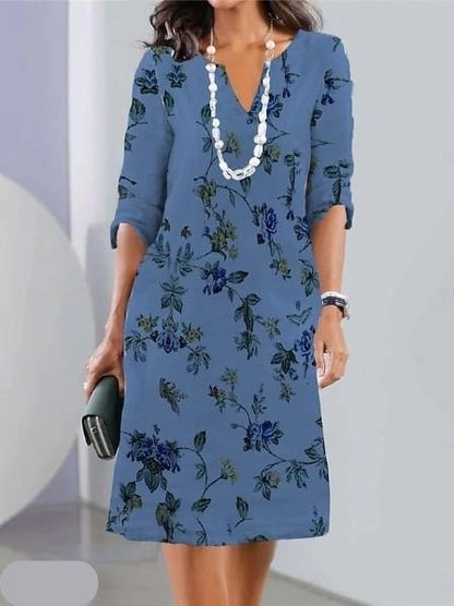 Elegant Floral Midi Dress for Women with V Neck Flutter Sleeve Flowing Bohemian Style