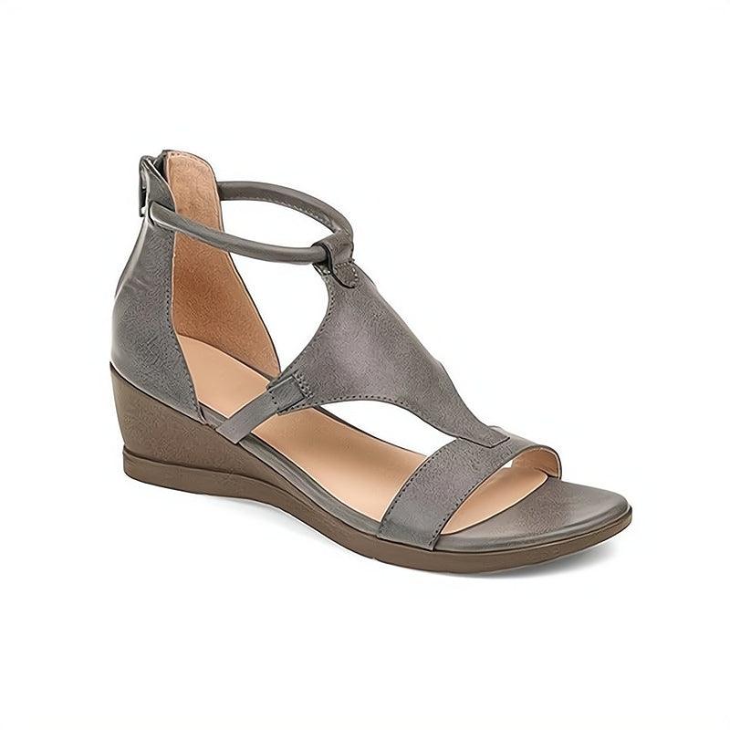 Stylish Wedge Sandal for Women with Open Toe Ankle Strap Platform Cutout Style