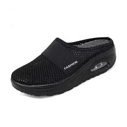 Comfortable Mesh Slip On Wedge Sneakers for Women with Air Cushion Platform Mule Style