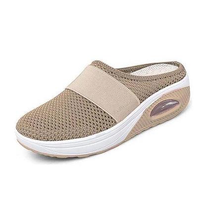Comfortable Mesh Slip On Wedge Sneakers for Women with Air Cushion Platform Mule Style