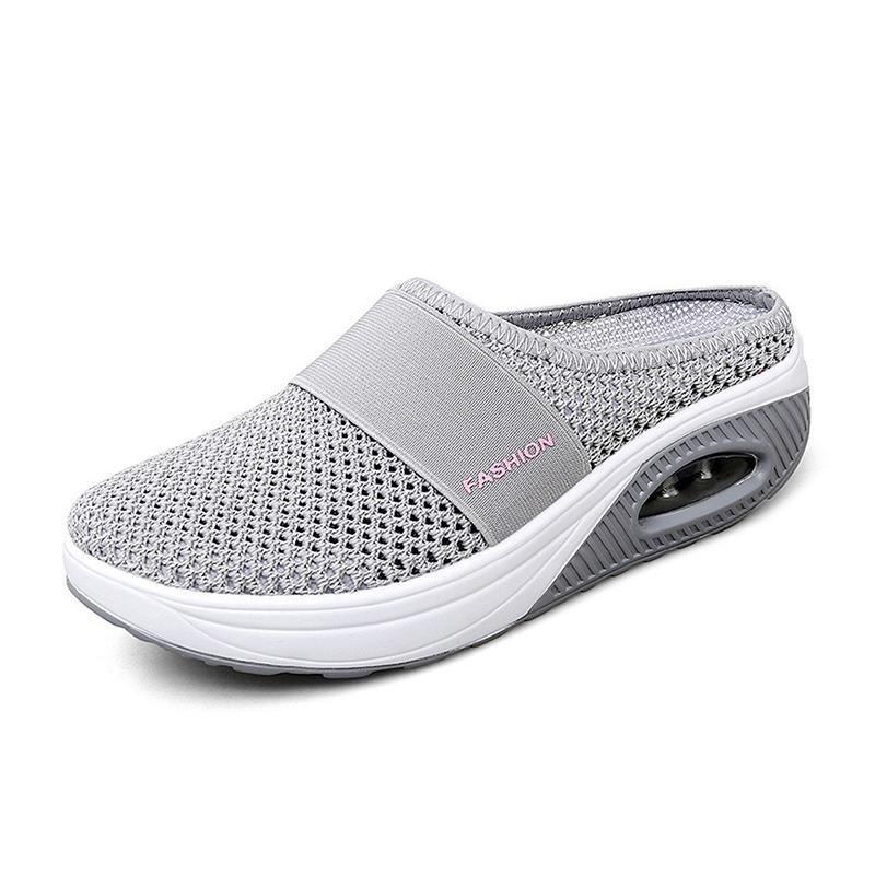 Comfortable Mesh Slip On Wedge Sneakers for Women with Air Cushion Platform Mule Style
