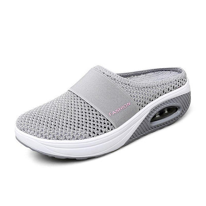 Comfortable Mesh Slip On Wedge Sneakers for Women with Air Cushion Platform Mule Style
