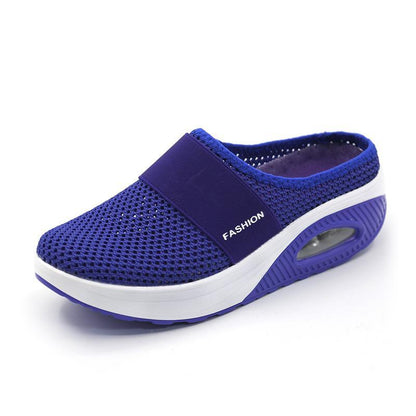Comfortable Mesh Slip On Wedge Sneakers for Women with Air Cushion Platform Mule Style