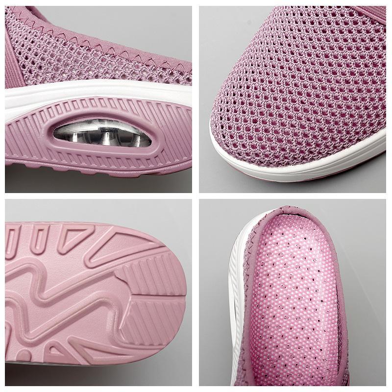 Comfortable Mesh Slip On Wedge Sneakers for Women with Air Cushion Platform Mule Style