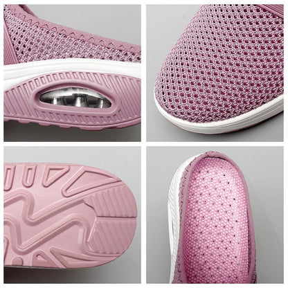 Comfortable Mesh Slip On Wedge Sneakers for Women with Air Cushion Platform Mule Style