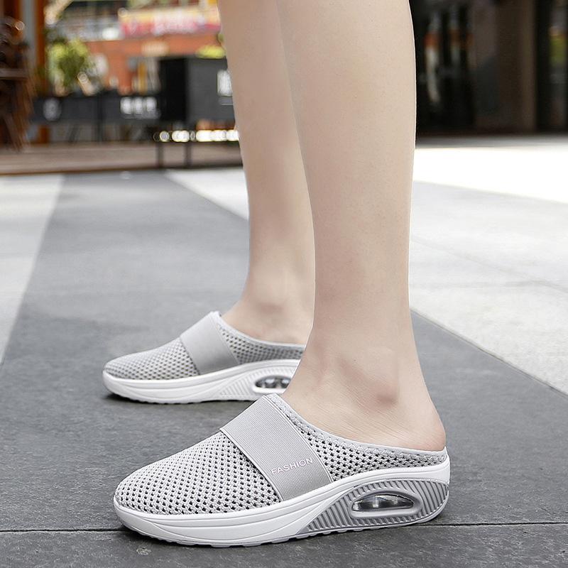 Comfortable Mesh Slip On Wedge Sneakers for Women with Air Cushion Platform Mule Style