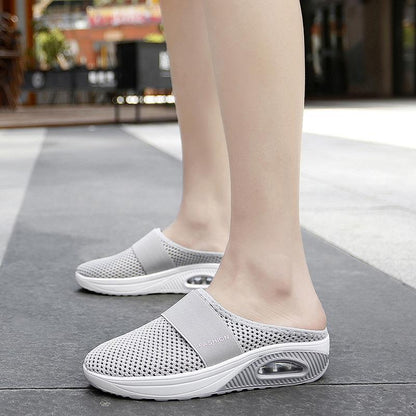 Comfortable Mesh Slip On Wedge Sneakers for Women with Air Cushion Platform Mule Style