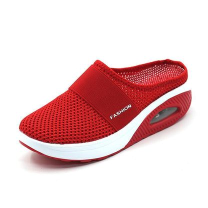 Comfortable Mesh Slip On Wedge Sneakers for Women with Air Cushion Platform Mule Style