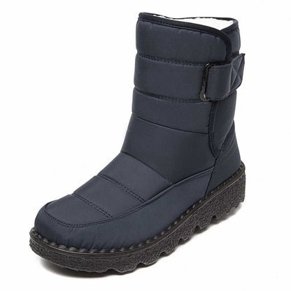 Cozy Quilted Faux Fur Rainproof Boots for Women with Velcro Strap Thermal Winter Style