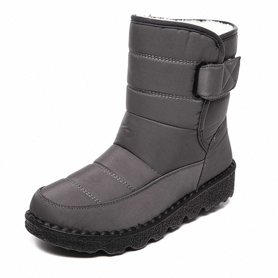 Cozy Quilted Faux Fur Rainproof Boots for Women with Velcro Strap Thermal Winter Style