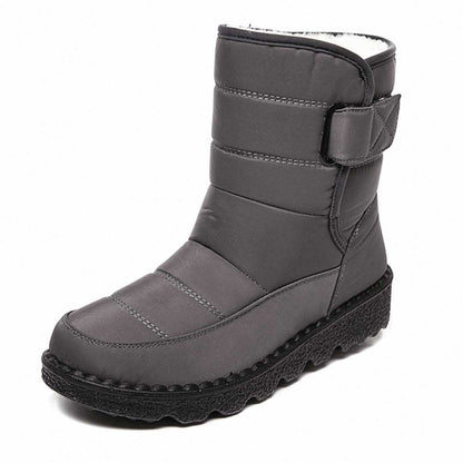 Cozy Quilted Faux Fur Rainproof Boots for Women with Velcro Strap Thermal Winter Style