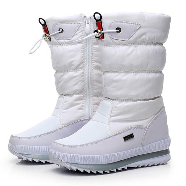Cozy Quilted Rainproof Boots for Women with Waterproof Zipper Drawstring Platform Style