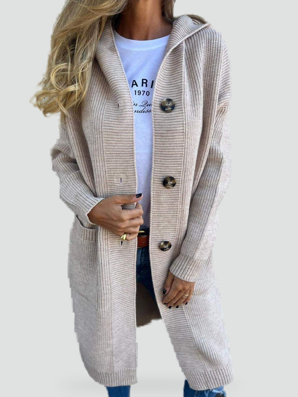 Women's Hooded Pockets Cardigan