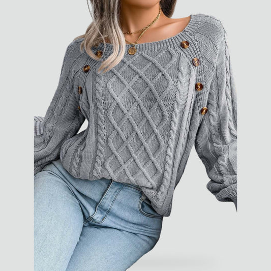 Women's Cable Knit Button Detail Sweater