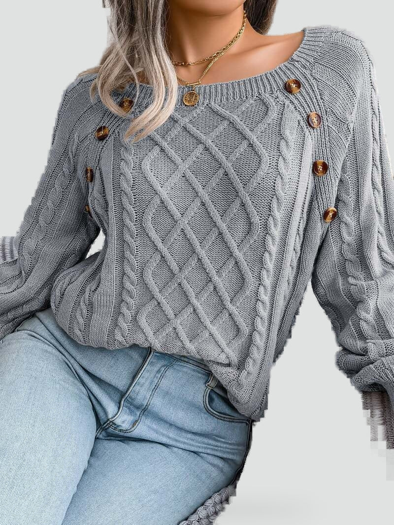 Women's Cable Knit Button Detail Sweater