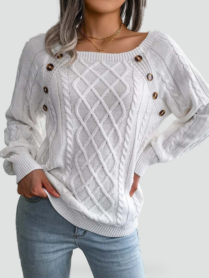 Women's Cable Knit Button Detail Sweater