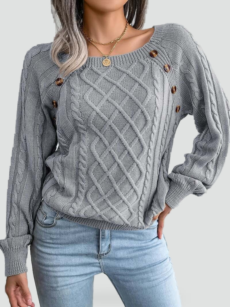 Women's Cable Knit Button Detail Sweater