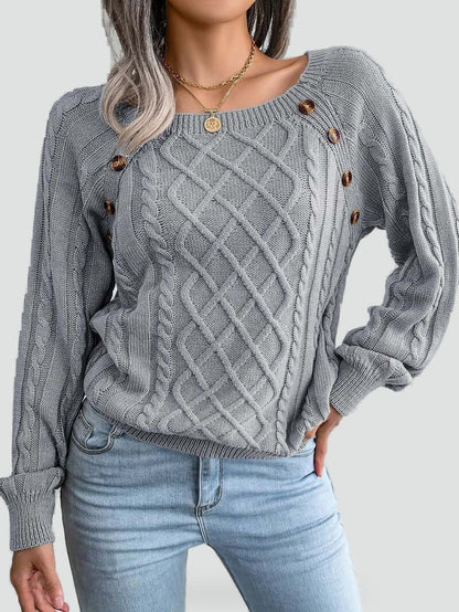 Women's Cable Knit Button Detail Sweater