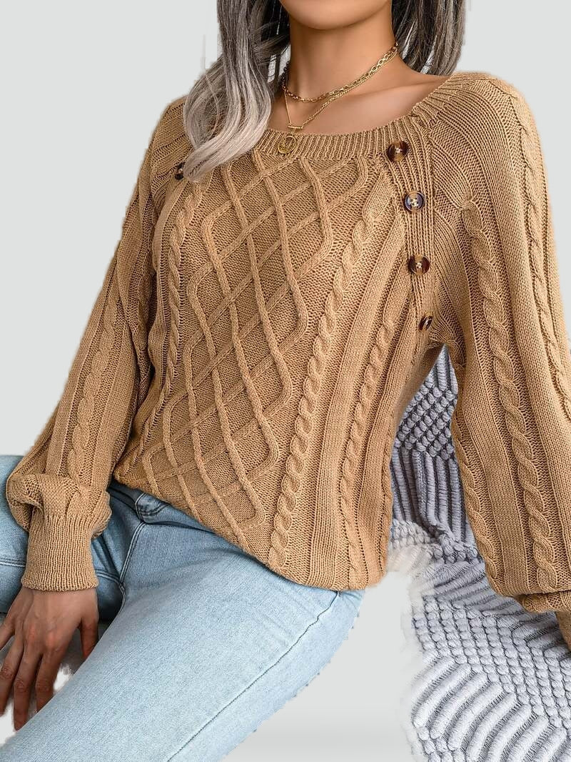 Women's Cable Knit Button Detail Sweater