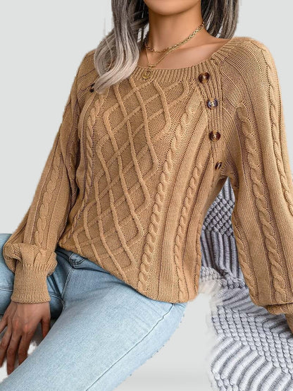 Women's Cable Knit Button Detail Sweater