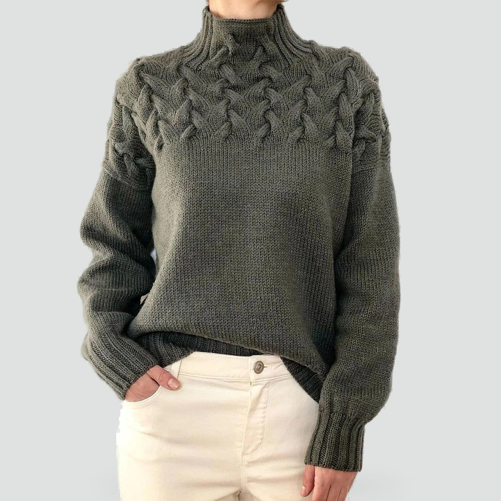 Women's Cable Knit Turtleneck Sweater