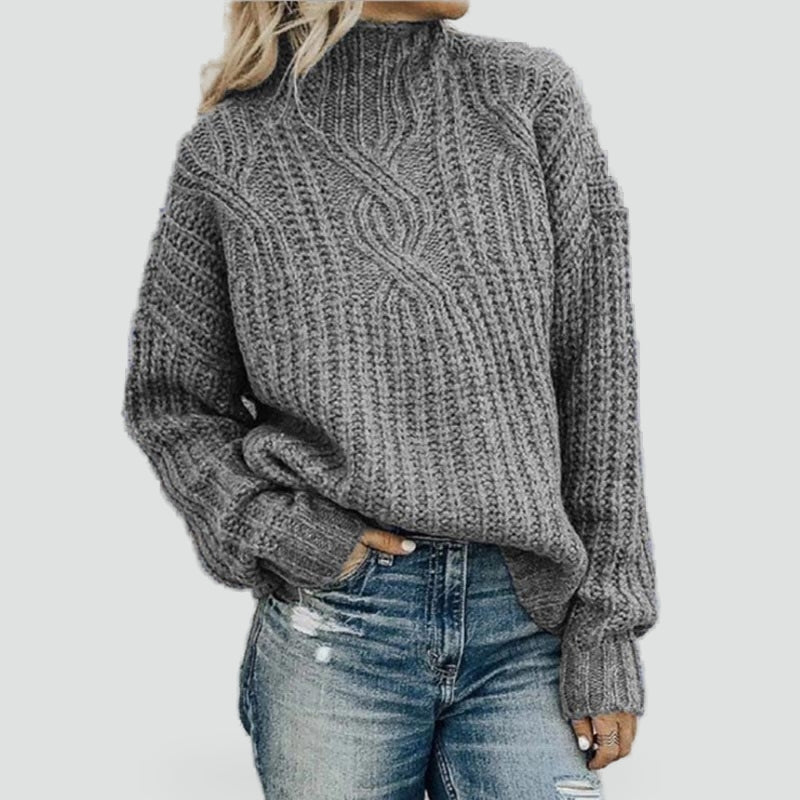 Women's Cable Knit Mock Neck Sweater