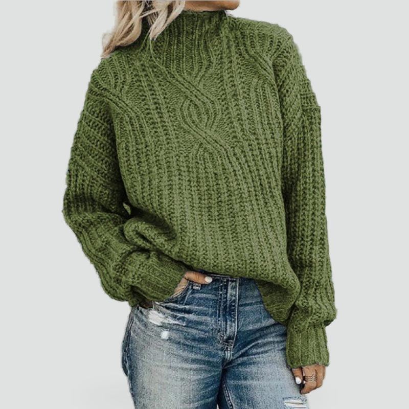 Women's Cable Knit Mock Neck Sweater