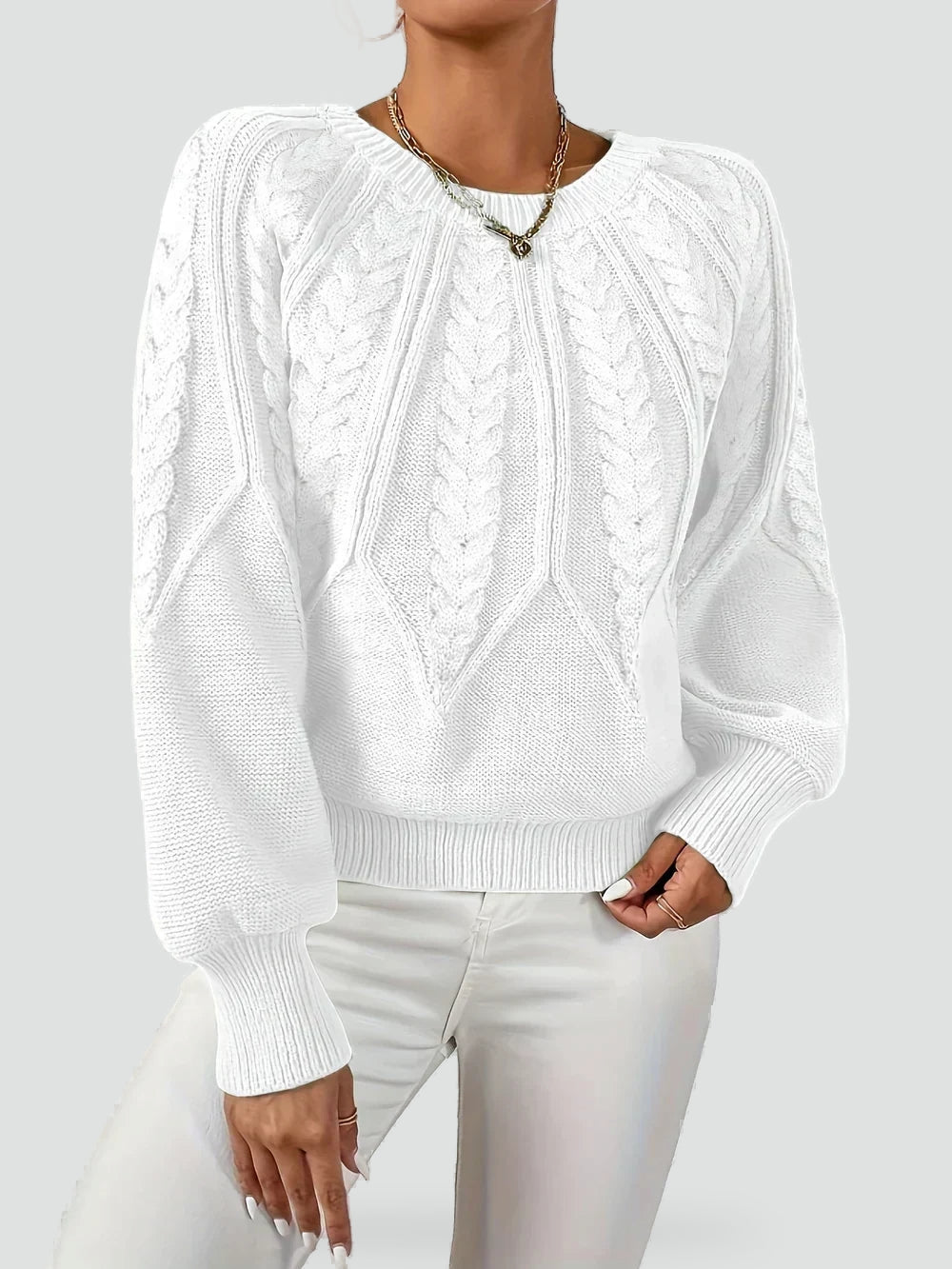 Women's Cable Knit Raglan Sleeve Sweater