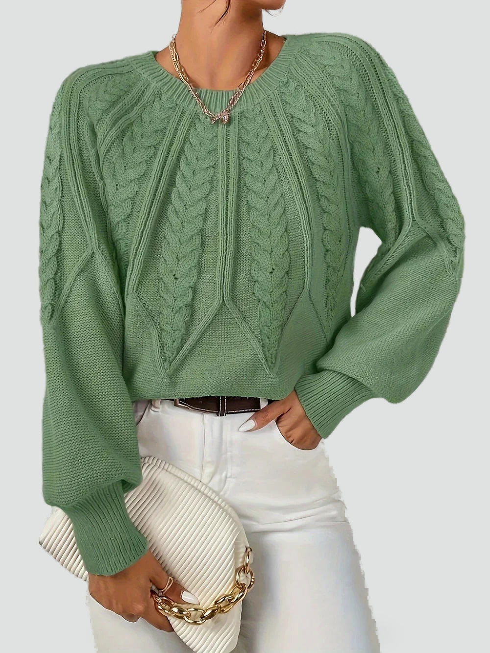 Women's Cable Knit Raglan Sleeve Sweater