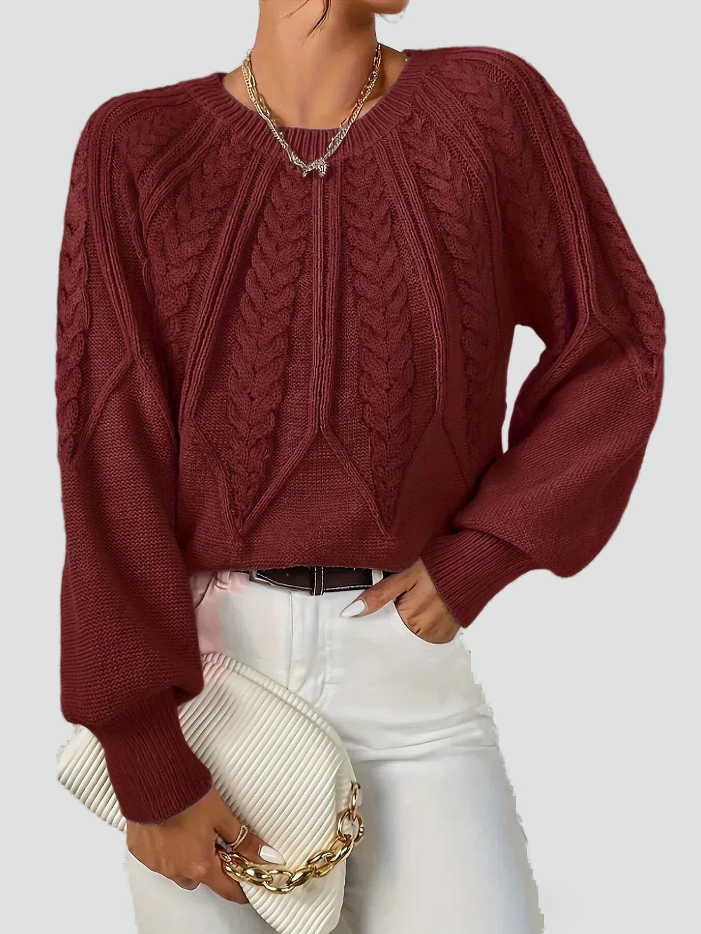 Women's Cable Knit Raglan Sleeve Sweater