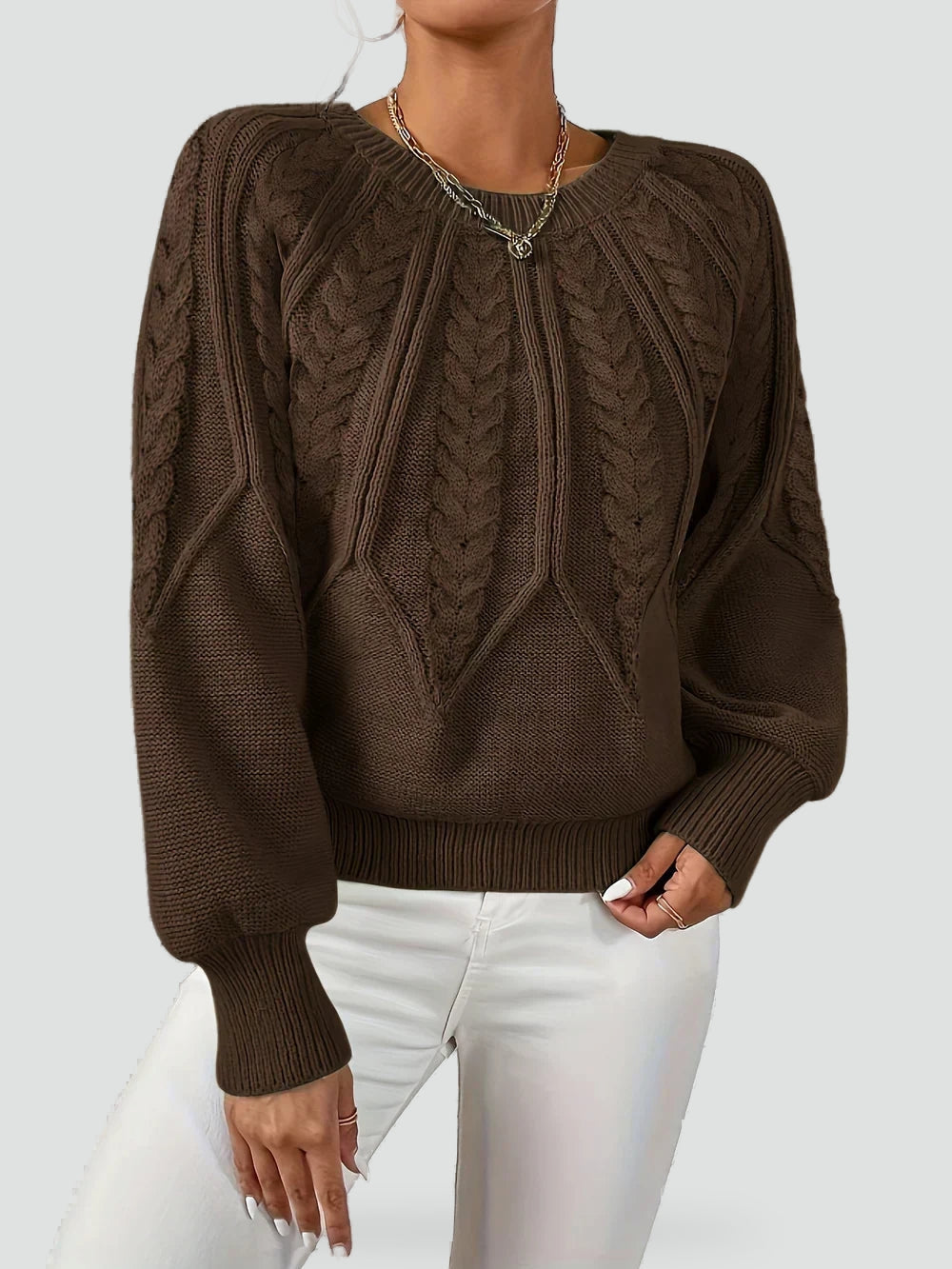 Women's Cable Knit Raglan Sleeve Sweater