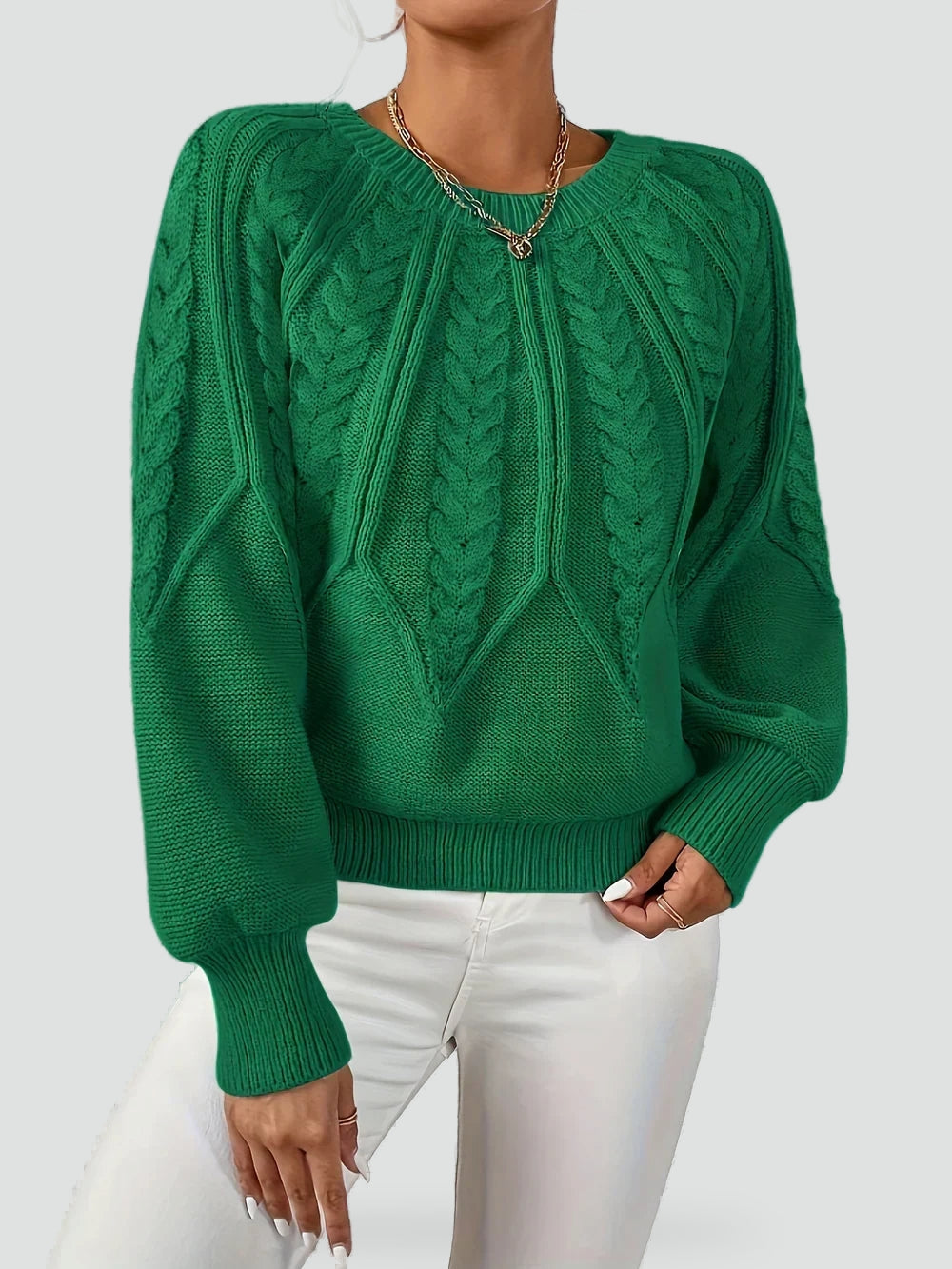 Women's Cable Knit Raglan Sleeve Sweater