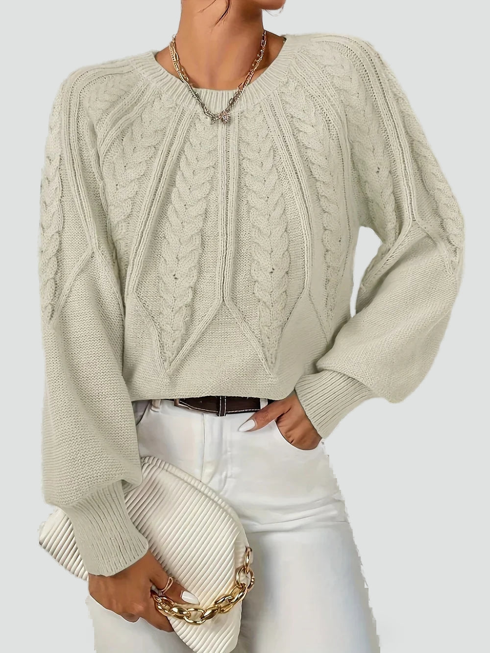 Women's Cable Knit Raglan Sleeve Sweater