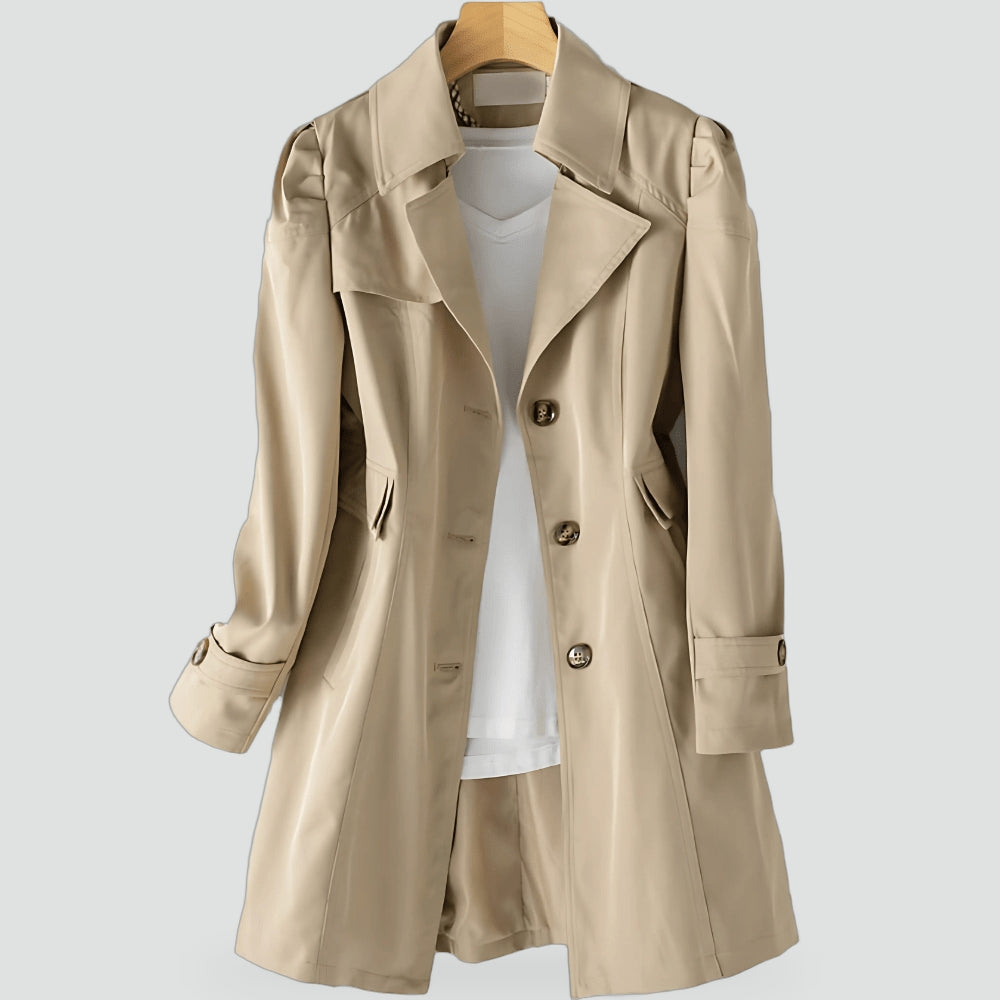 Women's Single Breasted Notch Lapel Trench Coat