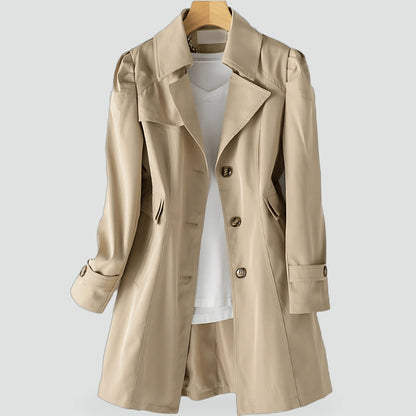 Women's Single Breasted Notch Lapel Trench Coat