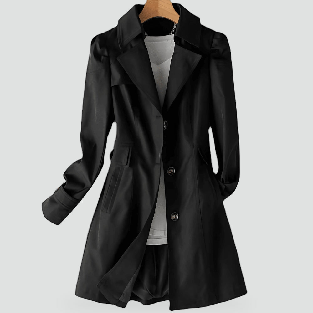 Women's Single Breasted Notch Lapel Trench Coat