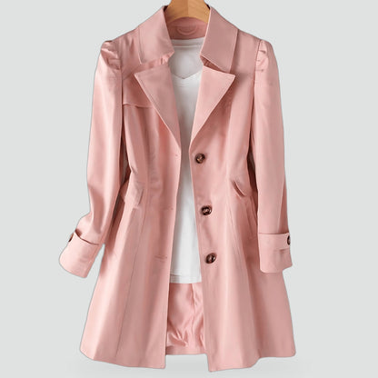 Women's Single Breasted Notch Lapel Trench Coat