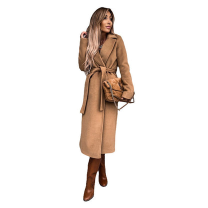 Women's Long Belted Wrap Trench Coat
