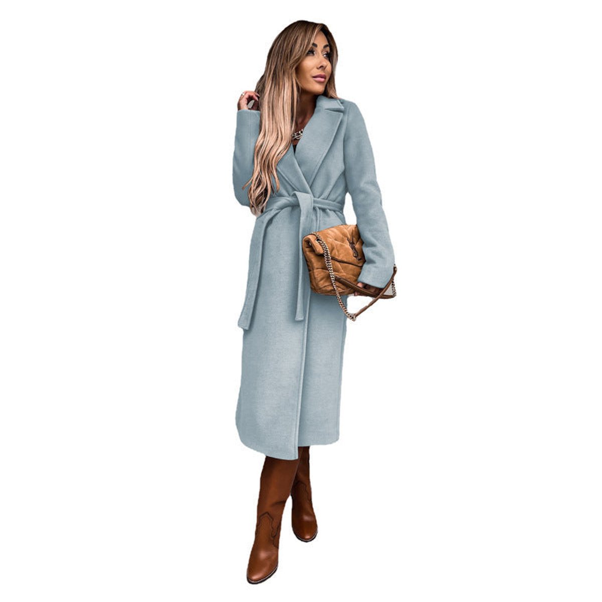 Women's Long Belted Wrap Trench Coat